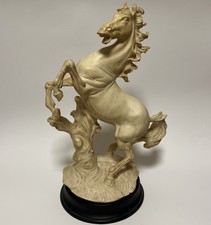 45cm Skulptur Pferdefigur Deko Reiten Tierfigur Statue Massives Weißes Resin