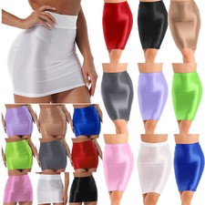 Damen Glänzende Minirock Eng