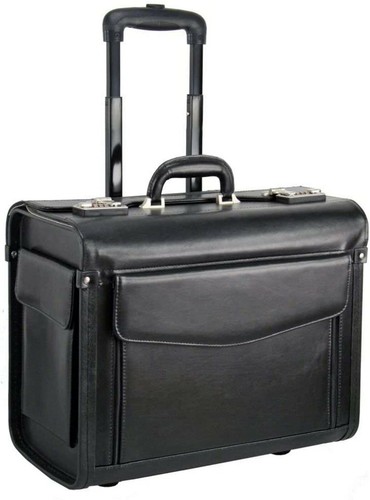 Leder aktenkoffer trolley - aktenkoffer,