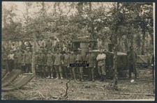 Foto I.WK Feldbahn Kleinbahn Diesellok und dt. Soldaten in Frankreich ?