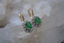 Gold?585 , 14k, Smaragd Diamant Ohrringe - Ohrhänger bicolor ⚜️ Vintage ⚜️