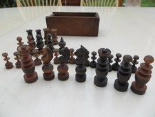 alte Schachfiguren Set, Schachspiel, Holz Dachbodenfund