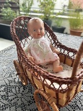 SCHILDKRÖT * Puppe 16cm & Rattan Puppenwagen * Korbgeflecht **