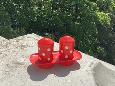 Vintage: EMSA Salz- und Pfefferstreuer - Set rot mit weißen Punkten 70 er Jahre