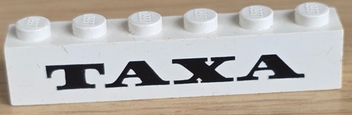 Lego stein 1x6 weiß - weiß, bedruckt