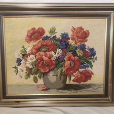 Handgesticktes Gobelin Bild 75 x 60 cm Mit Holzrahmen 