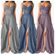 Ballkleider Lang V-Ausschnitt Brautjungfernkleid A-Linie Abendkleider Elegant