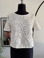 H&M Pailletten Shirt weiß