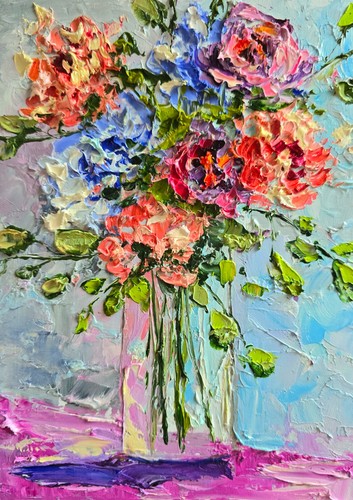 Pastellfarbene blumen ölbild - blumen,