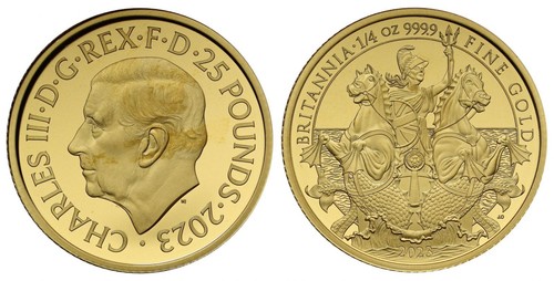 Charles iii 2023 gold 4oz - pp, 1/4oz