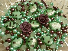 Glasperle MIX 143g INDISCHE GLASPERLEN/LAMPWORK PERLEN/SILBERFOLIE/MINZE/BRAUN