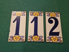 3 Hausnummern Kacheln 1, 1, 2 Keramik Fliesen 15 x 7,4 cm