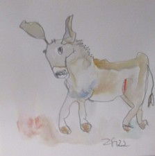 Esel Original Zeichnung Kunst