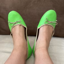 Neon Grün Ballerina Slipper Damen Schuh 39 Sommer Loafer Spicy Bunt Leder