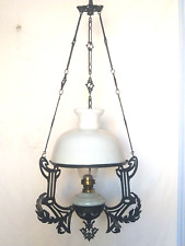 alte Lampe, Deckenlampe, Petroleumlampe Jugendstil,  Milchglas Schirm