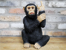 Up Yours Monkey Ornament extra groß 30cm frech unhöflich Schimpanse Figur Resin Geschenk