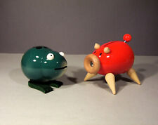 2 x orig. vilac France, bois tirelire cochon & grenouille,  Holz Spardose Frosch