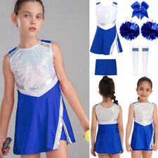 DE iEFiEL Mädchen Cheer Leader Cheerleading Kostüm Ärmellos Kleid mit Shorts Set
