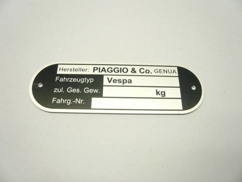 Typenschild piaggio co - typenschild, &