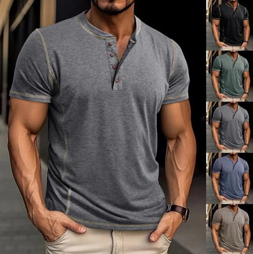 Herren henley shirt - henley, mit