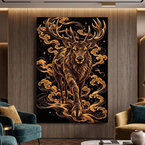 Wandbild hirsch geweih schwarz - hirsch,