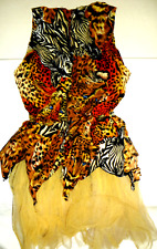 Mädchen Kostüm Kleid Dschungel Zebra Löwe Karneval Fasching braun-gelb ca.4-7 J