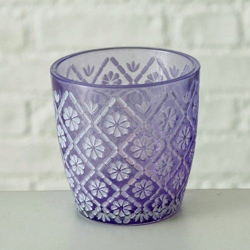 Windlicht glas lila 2er - windlicht,