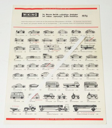 Preisliste 1976 wiking autos - wiking,