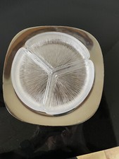 60-er:  WMF 3-fach KABARETT Servierplatte Cromorgan-Glas   d=23,5cm