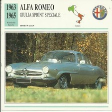 1 x Sammelkarte Atlas Verlag Alfa Romeo Giulia Sprint Speziale Bertone 1963-65