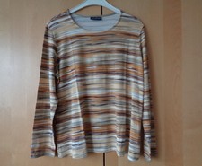 Damen Blusen-Shirt Gr. L ~ Langarm ~ seidig ~ Streifenmuster ocker braun ~ C&A