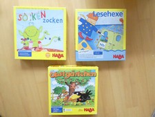 Kinderspiele-Set*3x Haba*Obstgärtchen*Lesehexe*Socken zocken
