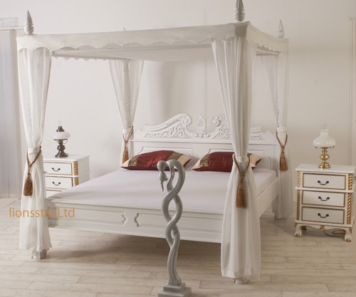 Himmelbett weiss aus - himmelbett,