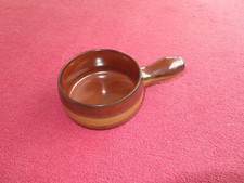 Stielkasserolle Kasserolle Pfännchen Topf Keramik braun gelb vintage  Ø 11,2 cm