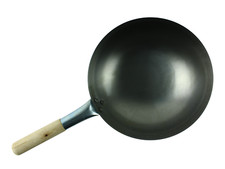 Grillpfanne Wok Eisen 30cm mit Holzgriff BBQ Pfanne rund Outdoor Kochen Activa