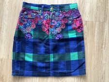 Rock Kenzo Gr. 40 dt. 38 blau grün kariert Blumen pink lila Vintage