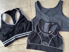 3x Sport BH Bustier Yoga Fitness Gr. M 38 Schwarz Grau 75 B Set Top