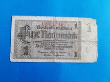 1 x 1 Rentenmark Deutsche Rentenbank / Geldschein Banknote von 1937 °°