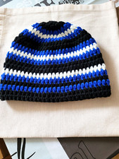 Mütze  Wintermütze  myboshi  No 1  Häkelmütze Gr. L  saphir / schwarz / weiß