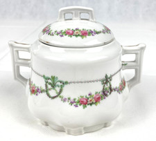 Antike große Zuckerdose Jugendstil Blütendekor