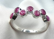 ❤️ Gr.59 (18,8) Rubin Ring 925 Silber • 7 Echte Rubine • Zart & Elegant ❤️