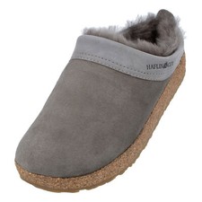 HAFLINGER Snowbird Lammfellclog Hausschuh aus Leder mit Korkfußbett Unisex