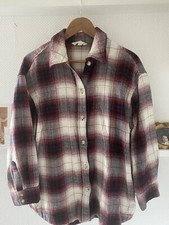 Bluse Fleecehemd Hemd H&M kariert schwarz rot weiß S