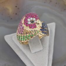 Wert 4950 € Brillant Diamant Farbedelstein Ring Papagei in 585 14 Karat Gelb ...