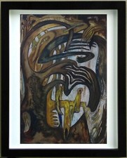 Gouache Auf Karton Komposition