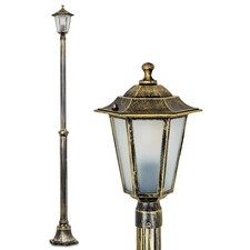 HOFSTEIN Rivale Außenwegeleuchte aus Metall/Glas Braun/Goldfarben/Milchglas/Weiß