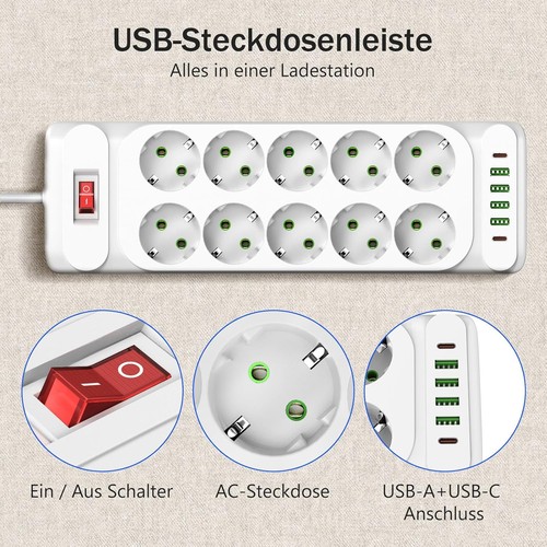 2500w 10fach steckdosenleiste - 2500w,