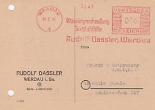 WERDAU, Postkarte 1945, Rudolf Dassler Altpapier-Grosshandlung Textilabfälle