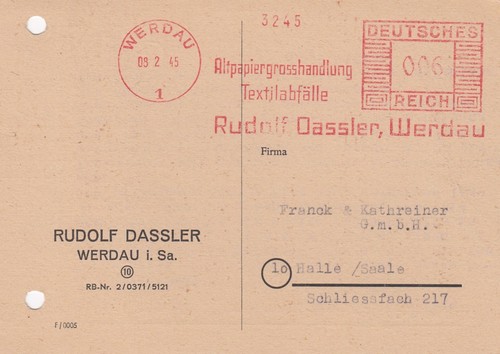 Werdau postkarte 1945 rudolf - postkarte, 1945,