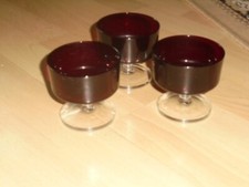 Luminarc Set 3 tolle rote Gläser (Likör?) Dessert Schalen  8,5x8,5cm 70er Jahre